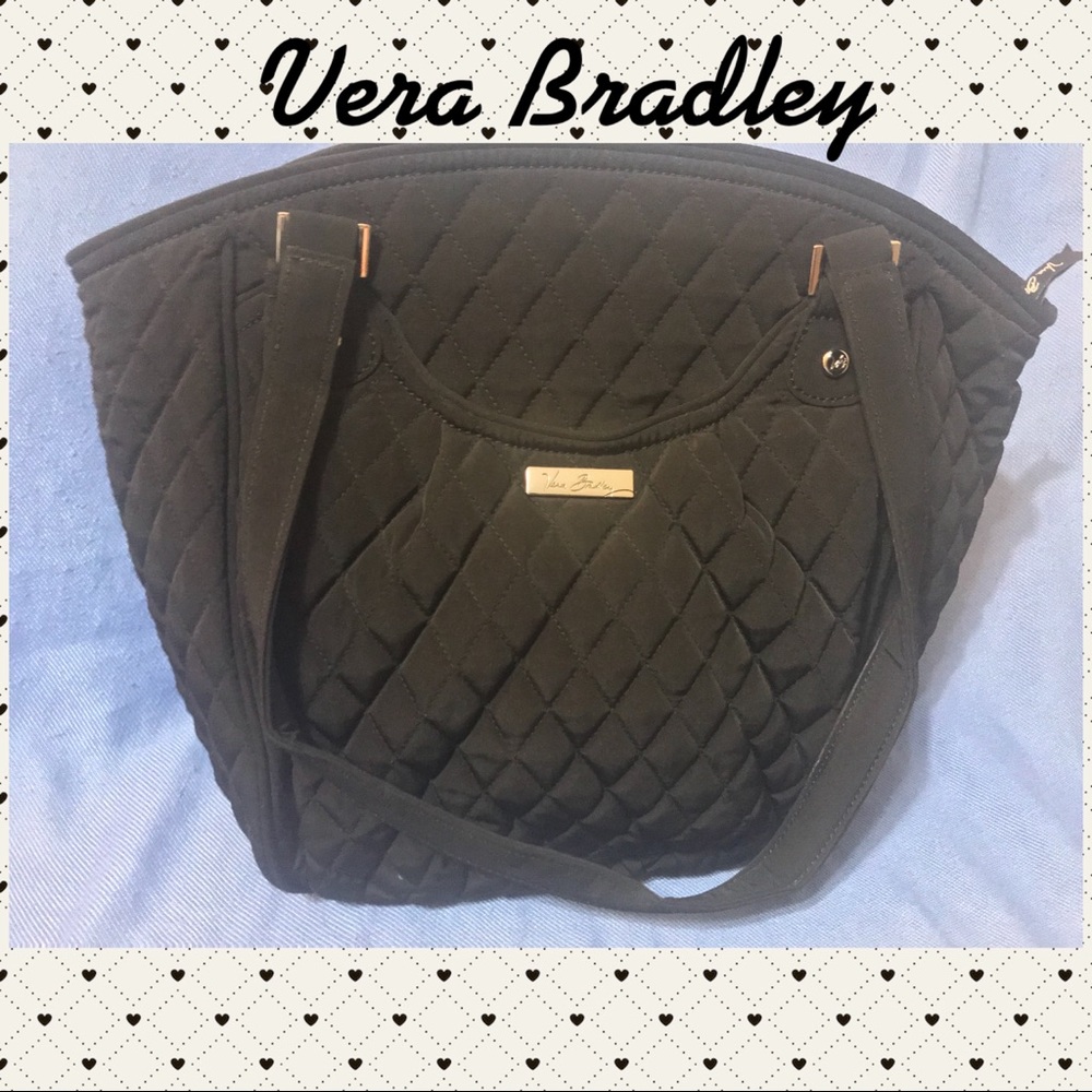 🖤Vera Bradley Large Black GLENNA Microfiber🖤